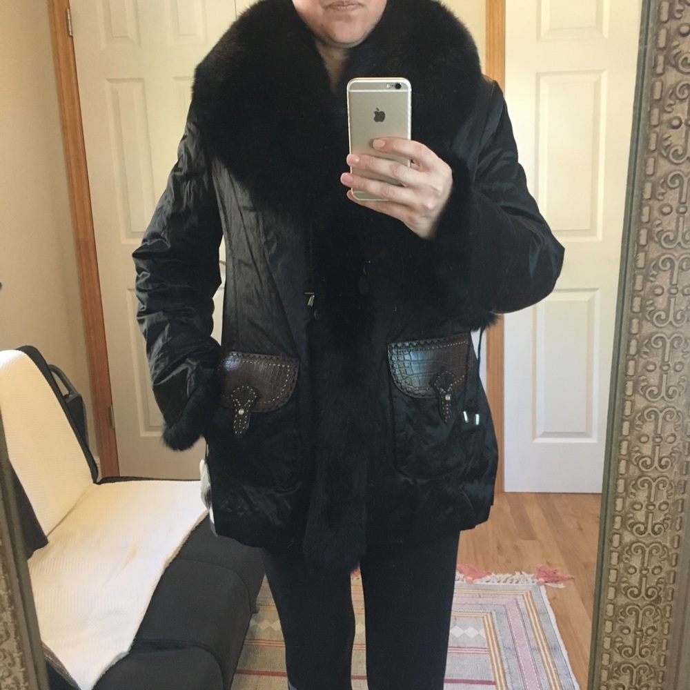 Prodi Fox Fur Trim W/Rabbit Fur Lining Soft Girl Coat Vintage Inspired - Picture 3 of 8